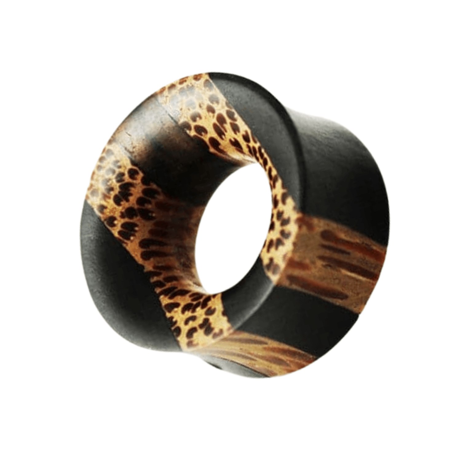 Organic Iron and Palm Wood Double Flared Ear Tunnel