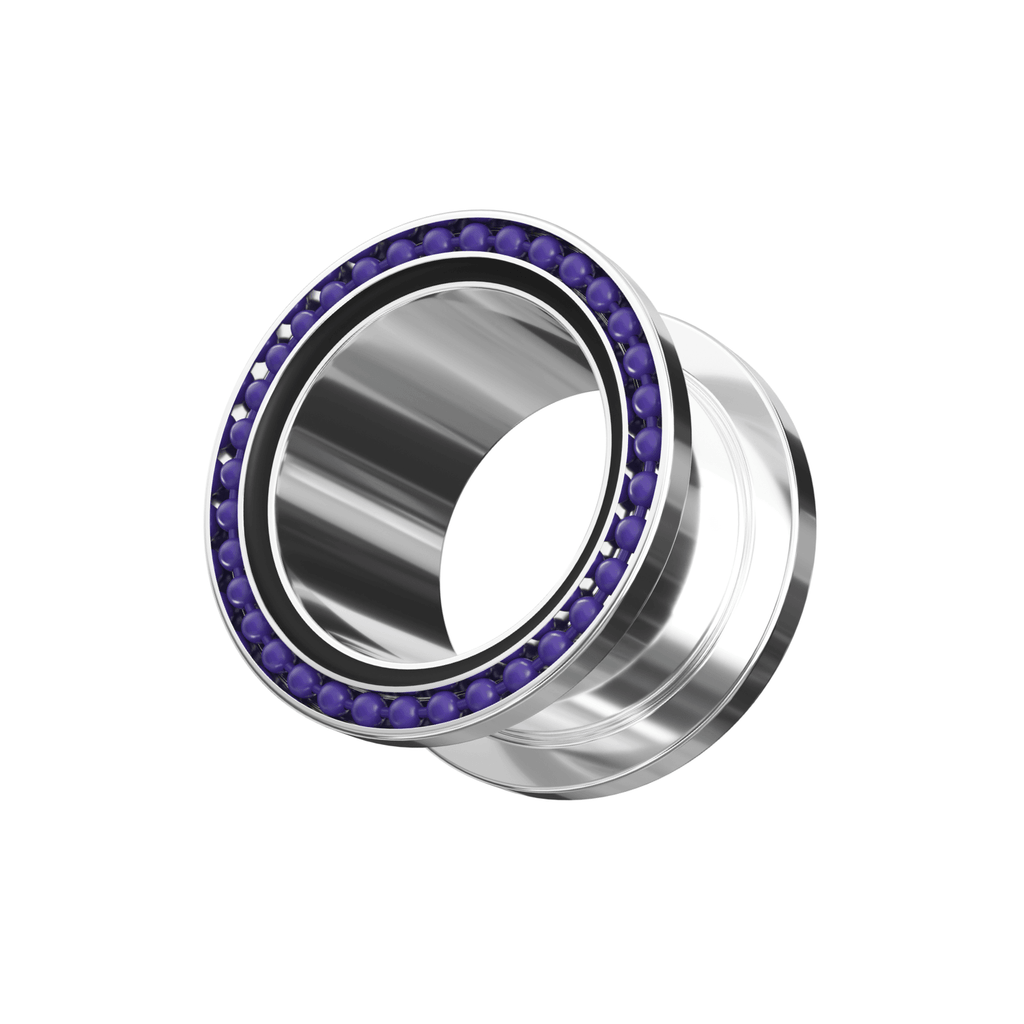 316L Surgical Steel With Purple Ball Edge Top Flesh Tunnel