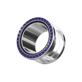 316L Surgical Steel With Purple Ball Edge Top Flesh Tunnel