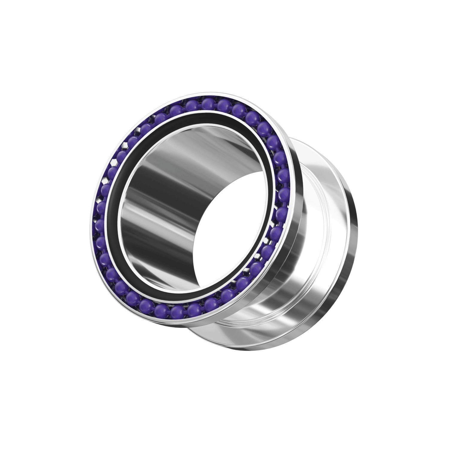 316L Surgical Steel With Purple Ball Edge Top Flesh Tunnel