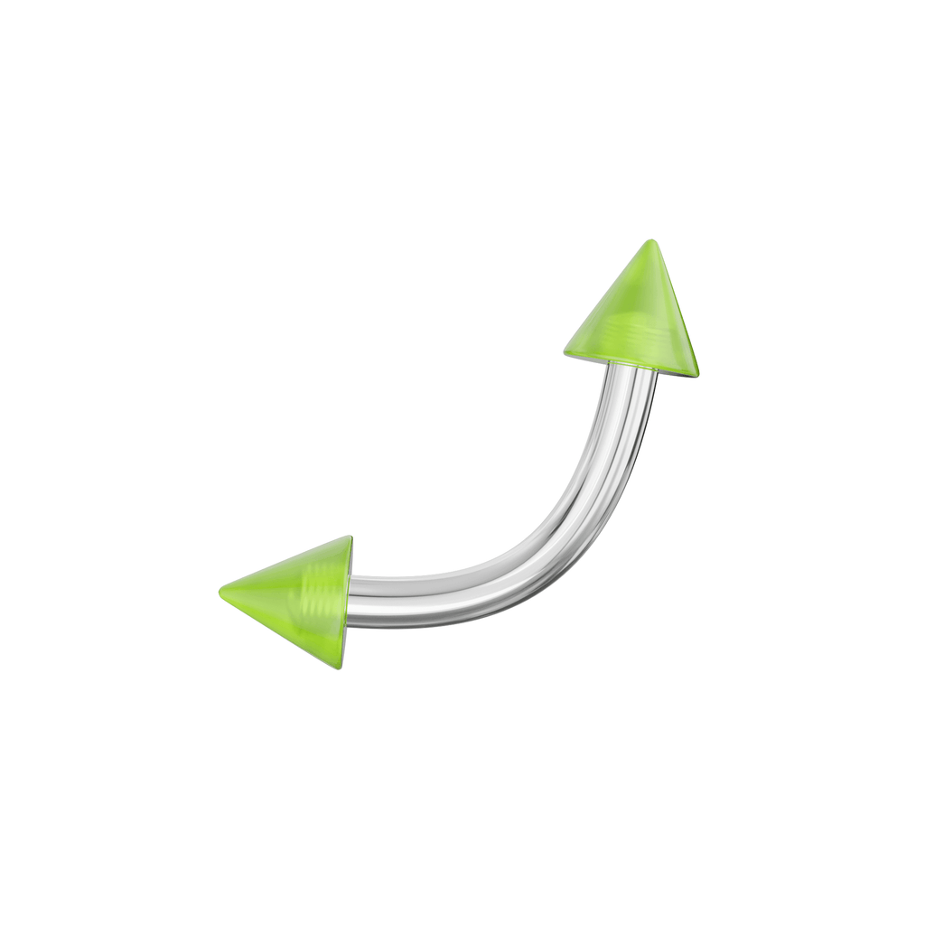 316L Surgical Steel Curved Bar with Glossy UV Cones (Pack of 10)