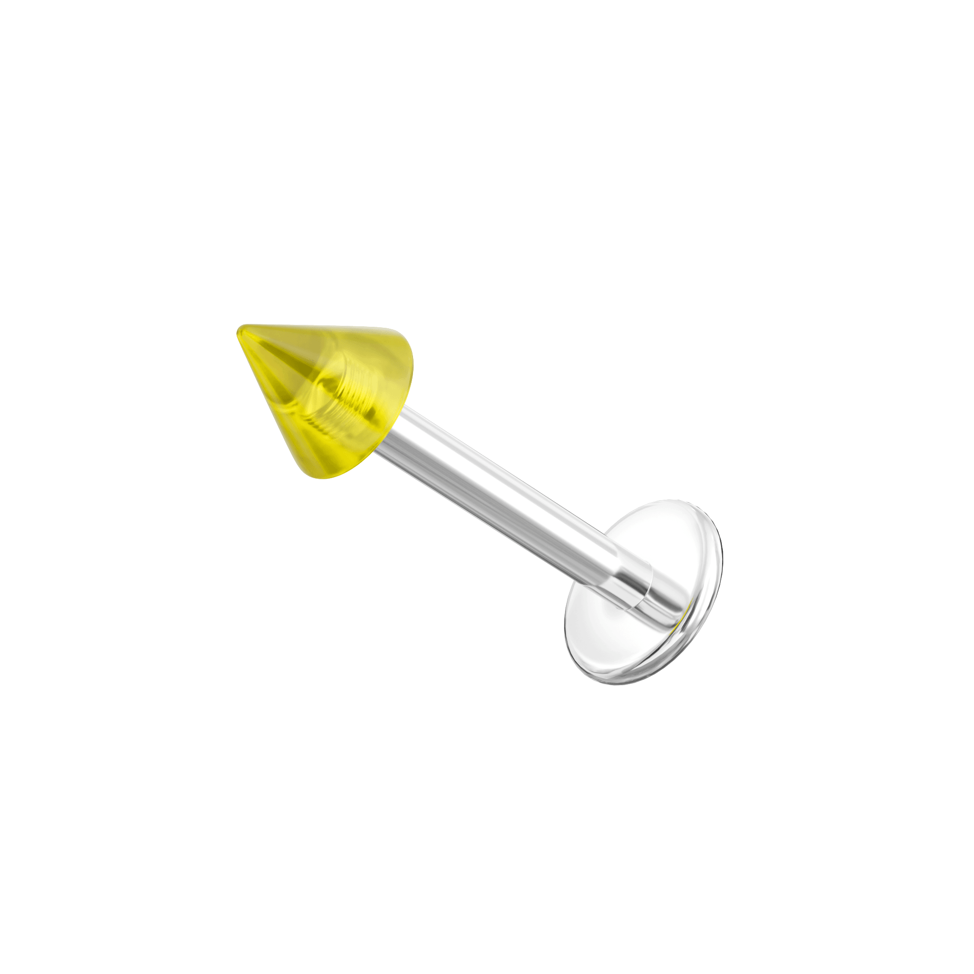 316L Surgical Steel Labret with Transparent Neon UV Cone (Pack of 10)