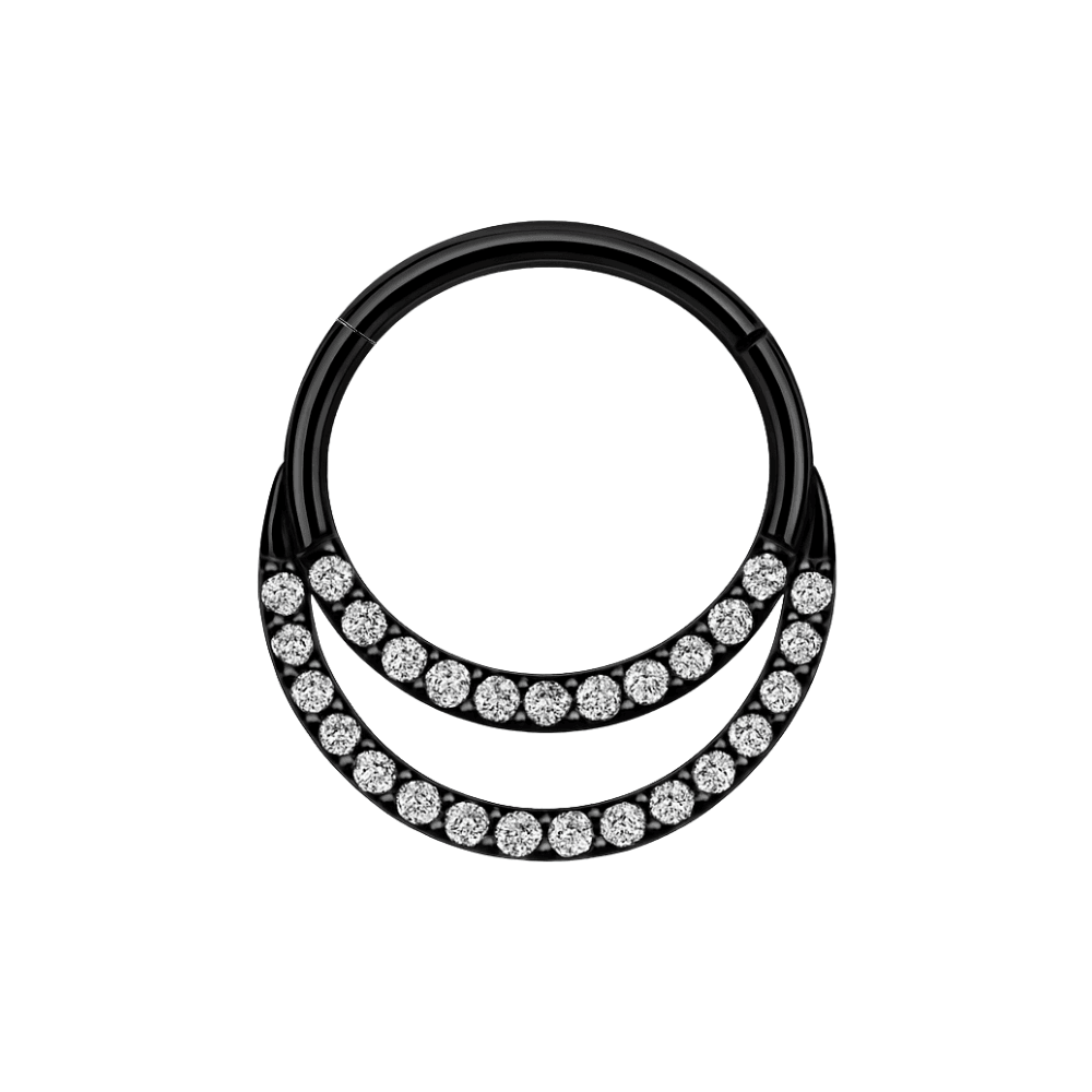316L Surgical Steel Crescent Moon Crystal Hinged Segment Clicker Ring