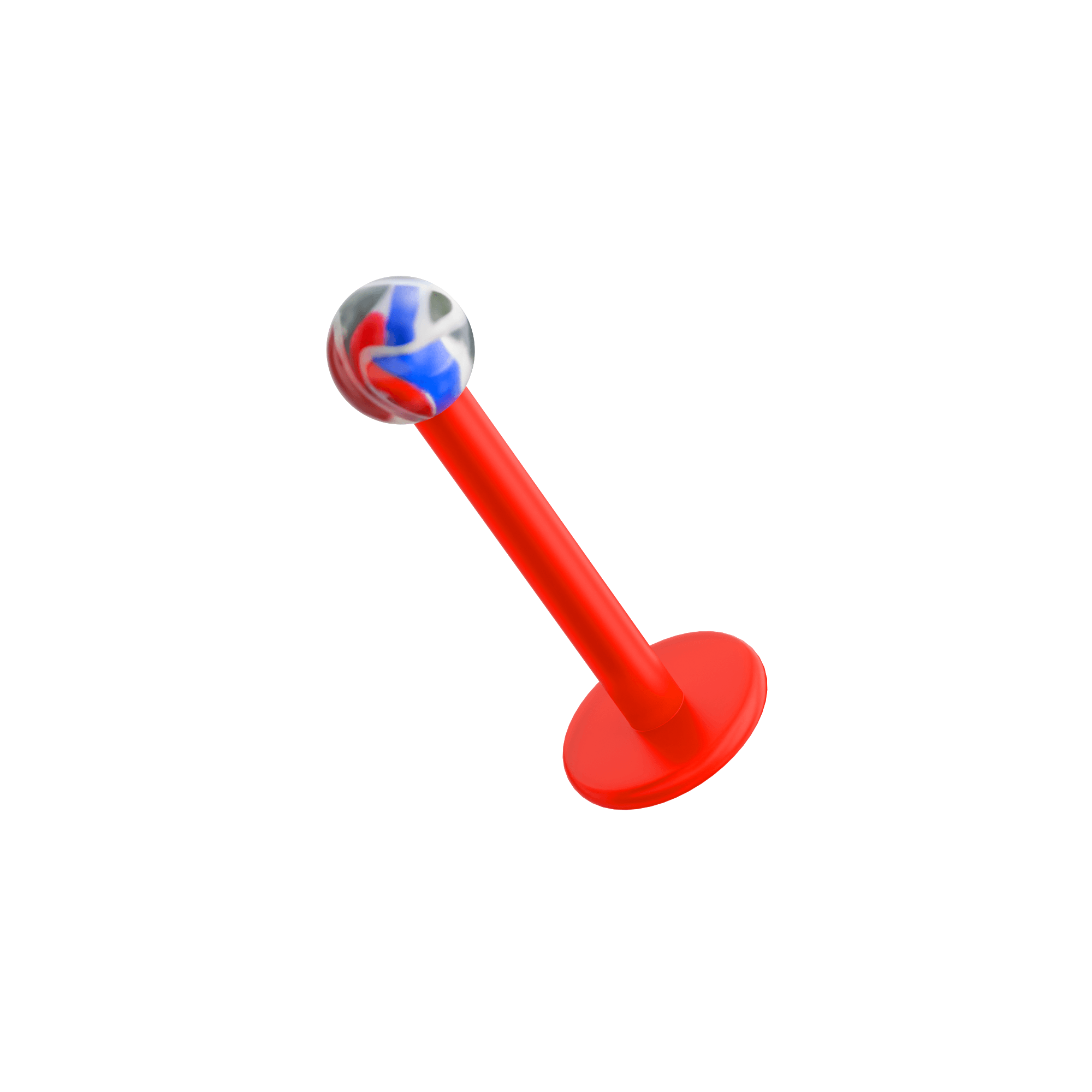Red UV Labret with Multi-Coloured UV Ball (Pack of 10)