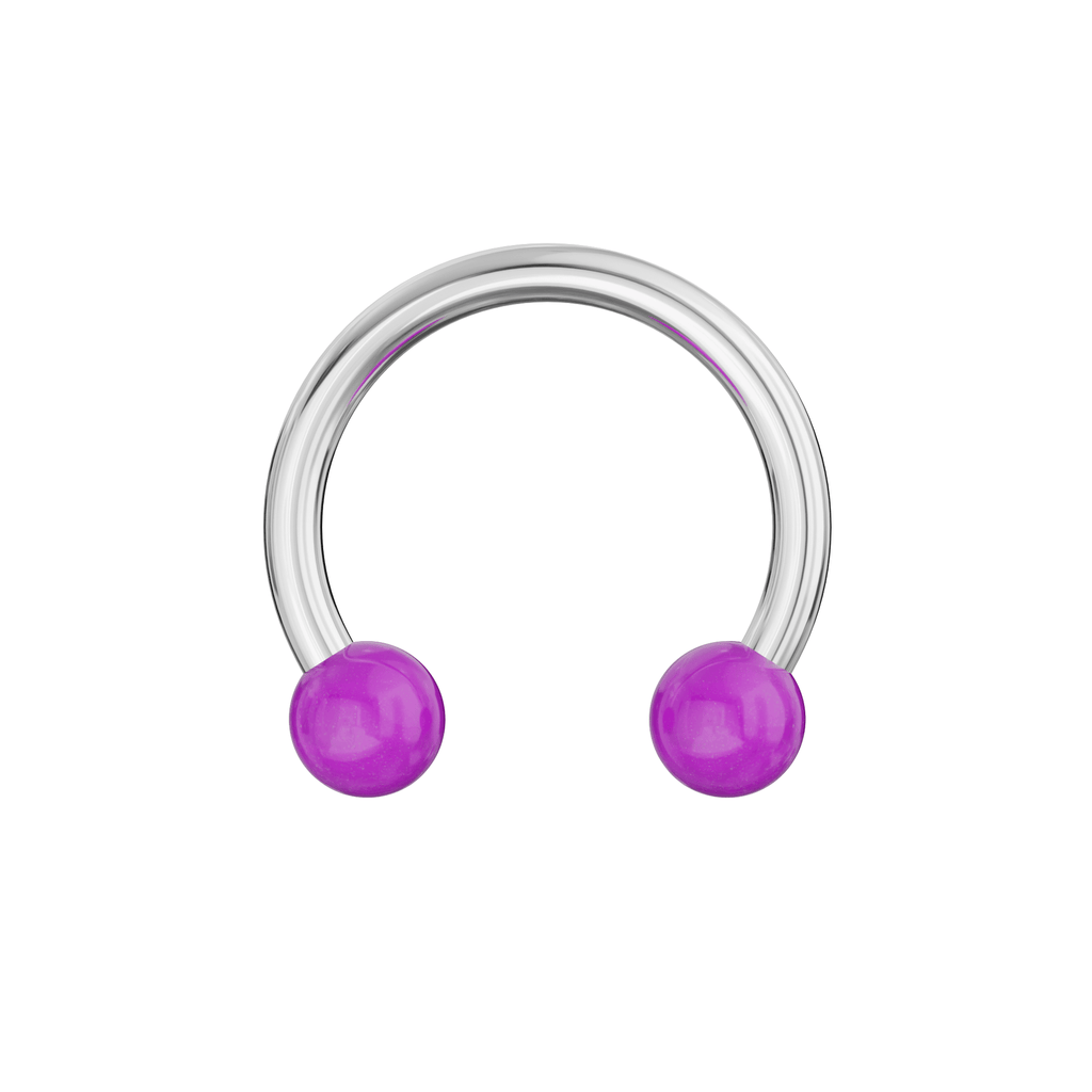 316L Surgical Steel Circular Barbell With Solid Colour UV Balls (Pack of 10)