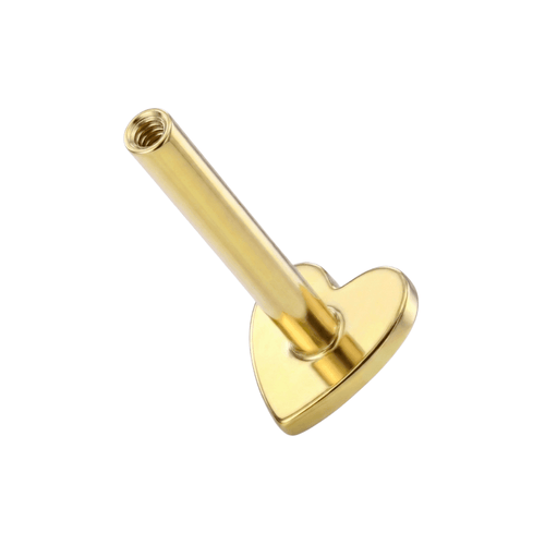 14K Gold Internal Thread Heart Back Labret Bar