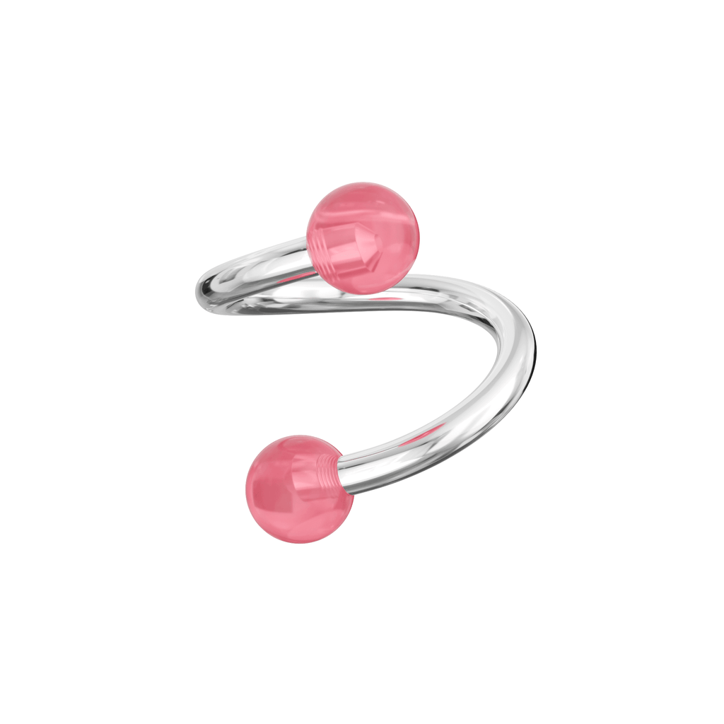 316L Surgical Steel Twisted Barbell With Glossy UV Ball (Pack of 10)