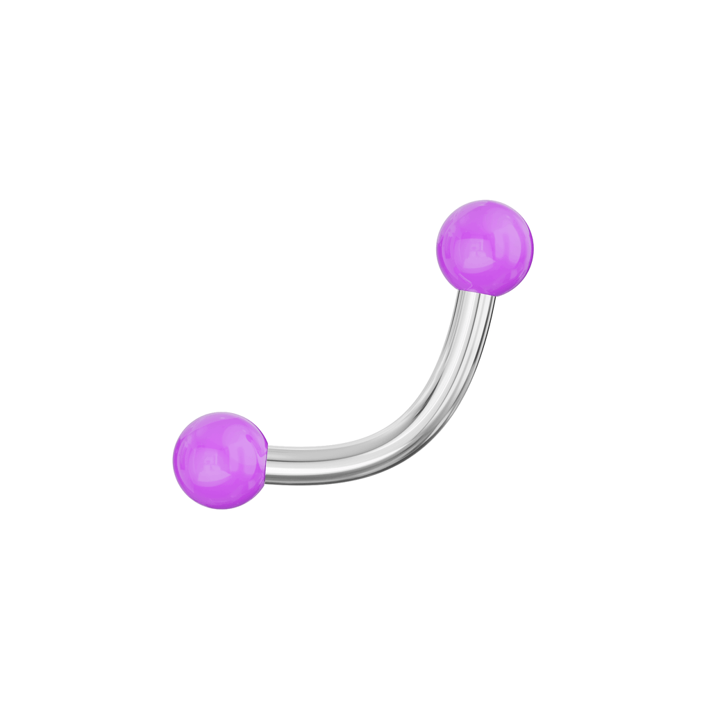 316L Surgical Steel Curved Bar with Basic UV Balls (Pack of 10)