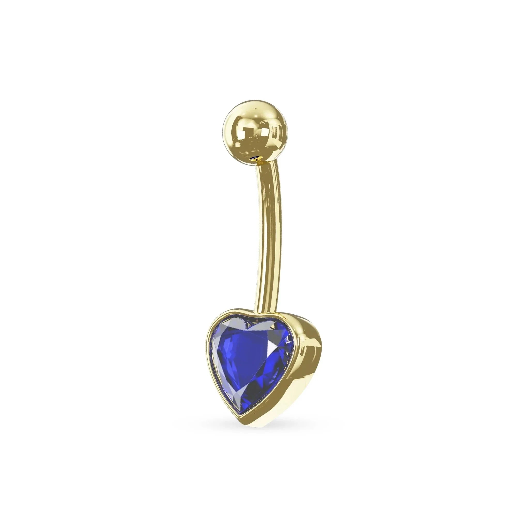 14K Gold Jewelled Heart Belly Ring