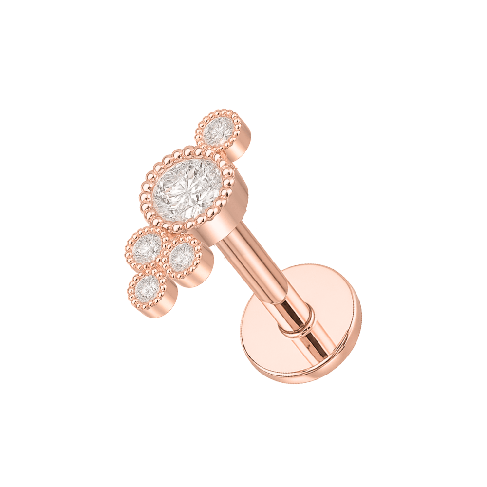 316L Surgical Steel Jewelled Cluster Internally Threaded Screw Fit Stud