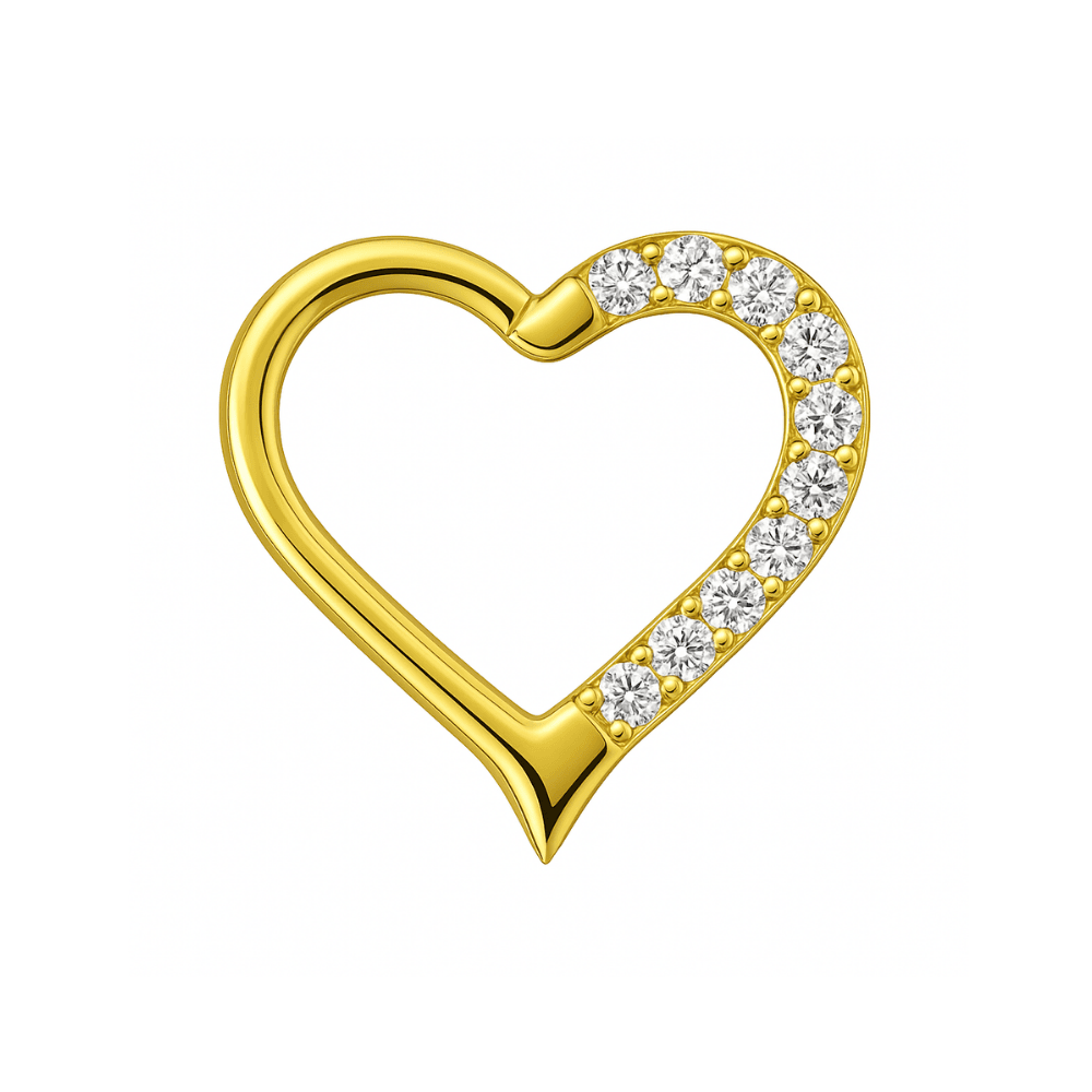 316L Surgical Steel Jewelled Heart Single Closure Clicker