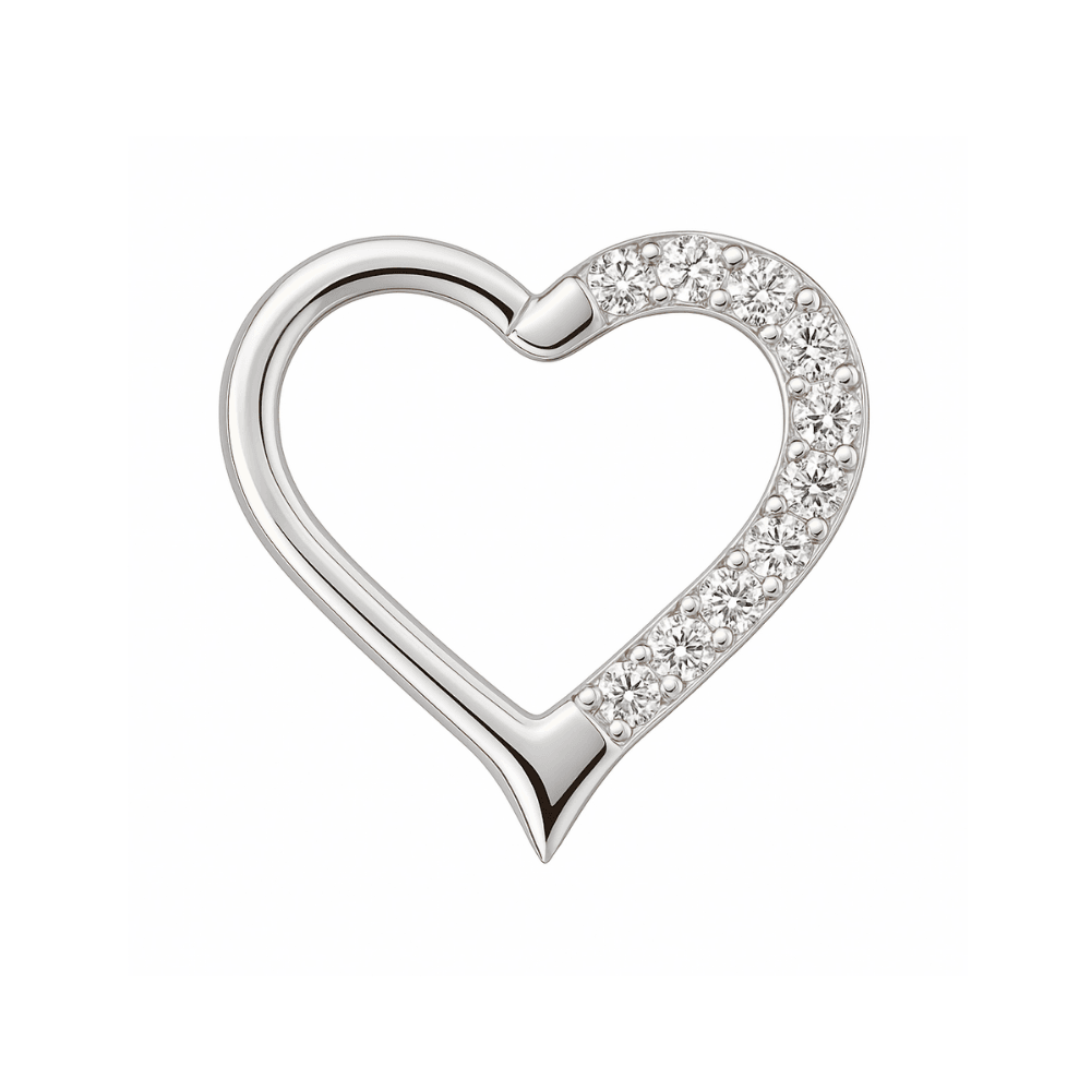 316L Surgical Steel Jewelled Heart Single Closure Clicker