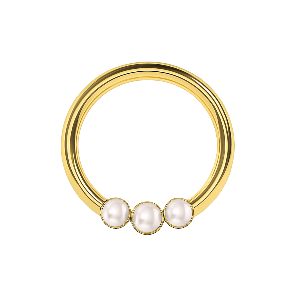 316L Surgical Steel Triple Pearl Studded Segment Clicker Ring