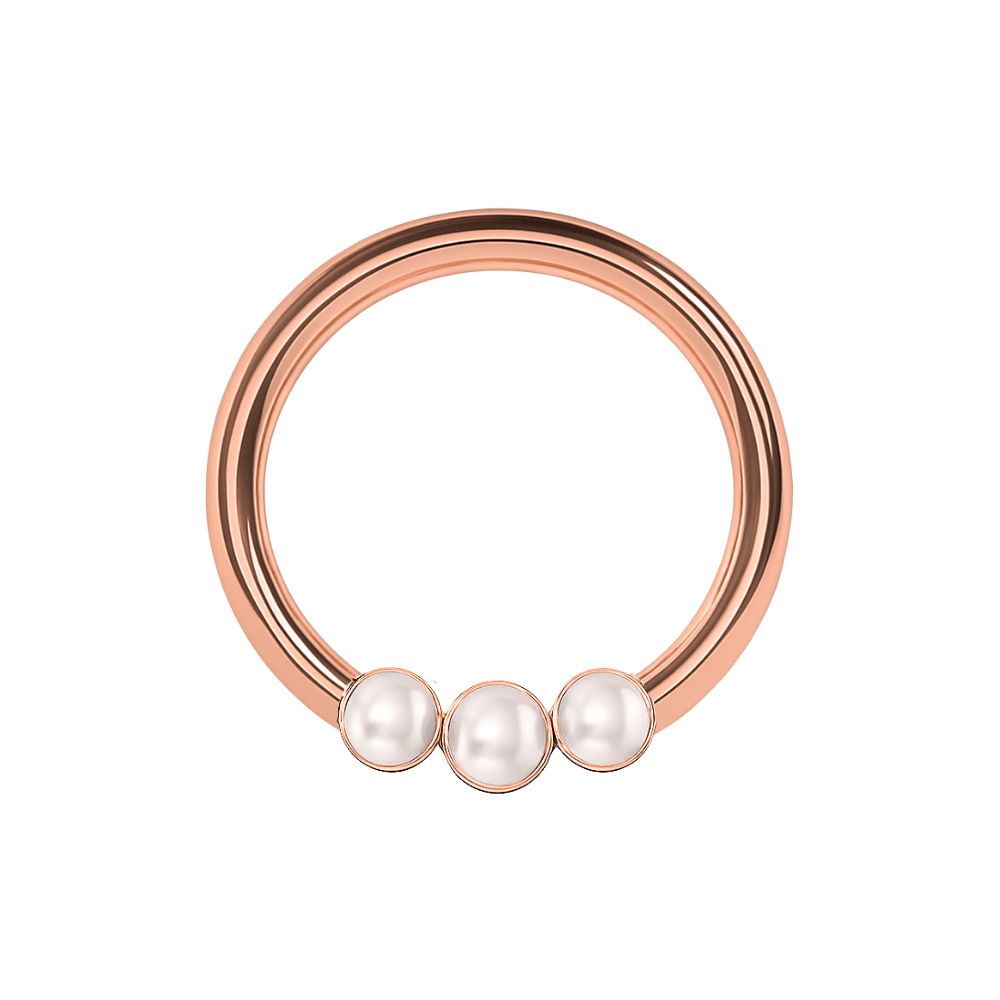 316L Surgical Steel Triple Pearl Studded Segment Clicker Ring