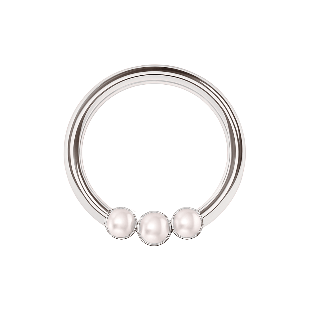 316L Surgical Steel Triple Pearl Studded Segment Clicker Ring