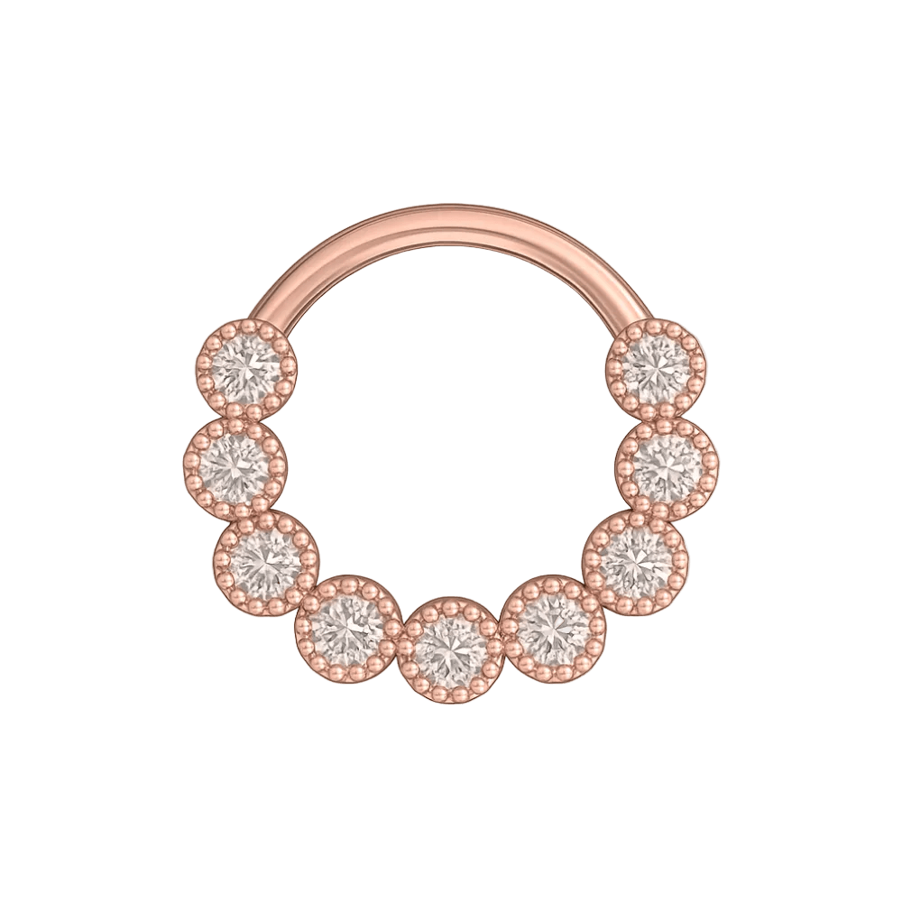 316L Surgical Steel Cubic Zirconia Studded Scallop Hinged Segment Clicker
