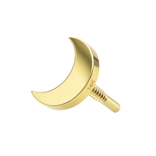 14K Gold Internal Thread Plain Tiny Crescent Top