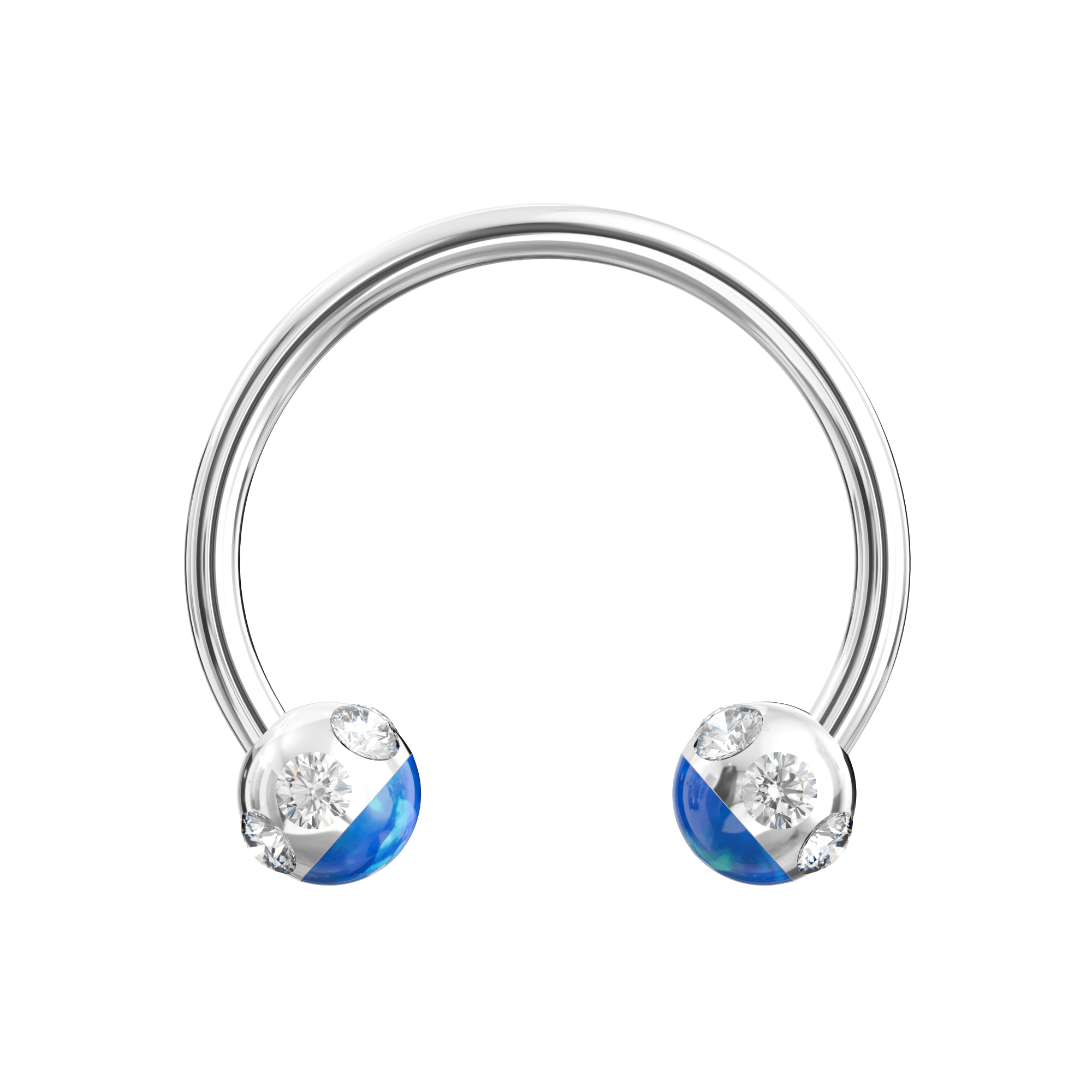 316L Surgical Steel CZ and Epoxy Ball with Opal Jewelled Circular Barbell