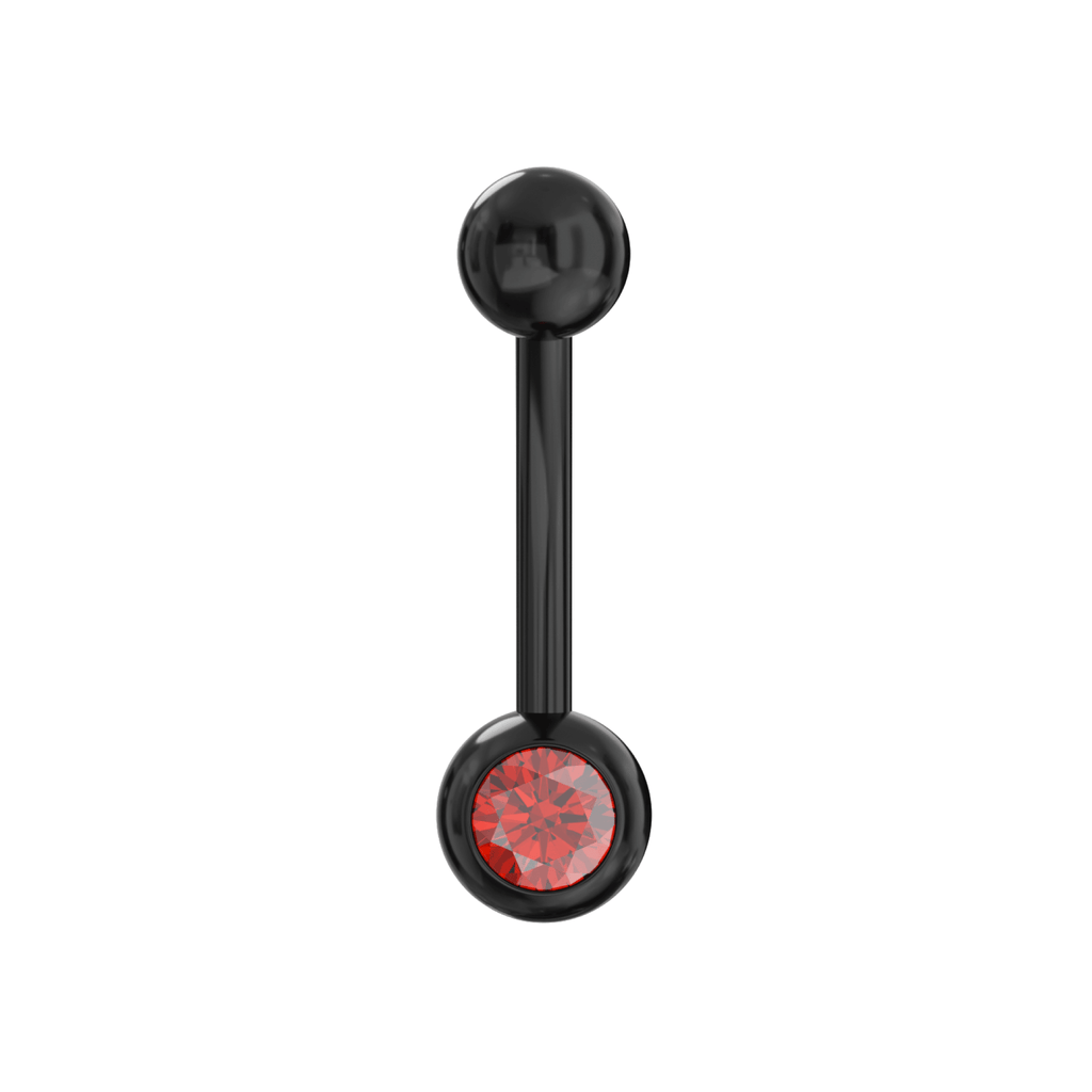 316L Surgical Steel Black Cubic Zirconia Studded Belly Ring