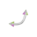 316L Surgical Steel Curved Bar with Glossy Marble UV Cones (Pack of 10)