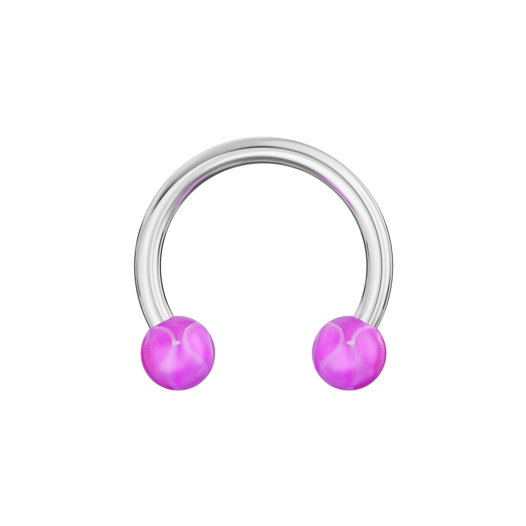 316L Surgical Steel Circular Barbell With Marble UV Balls (Pack of 10)
