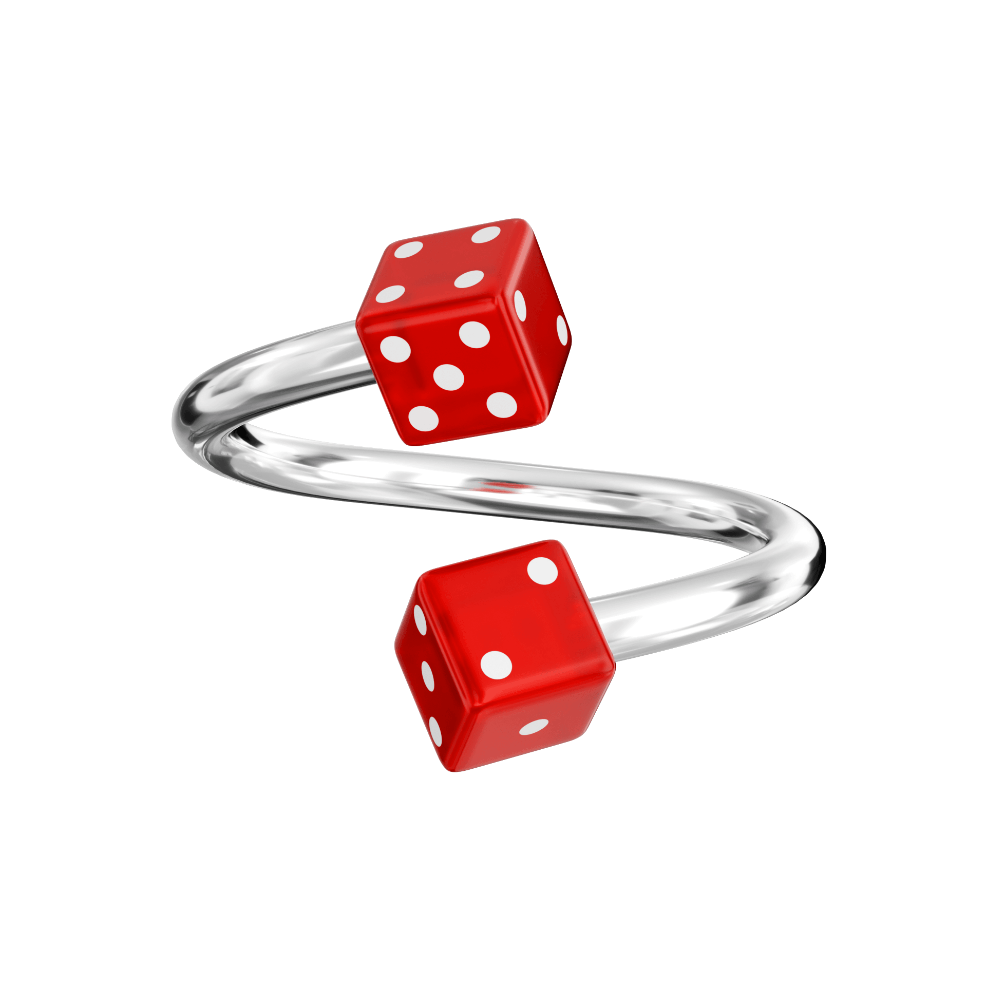 316L Surgical Steel Spiral Barbell with UV Dice
