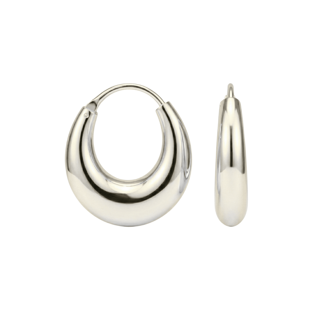 925 Sterling Silver Moon Style Hoop Earrings