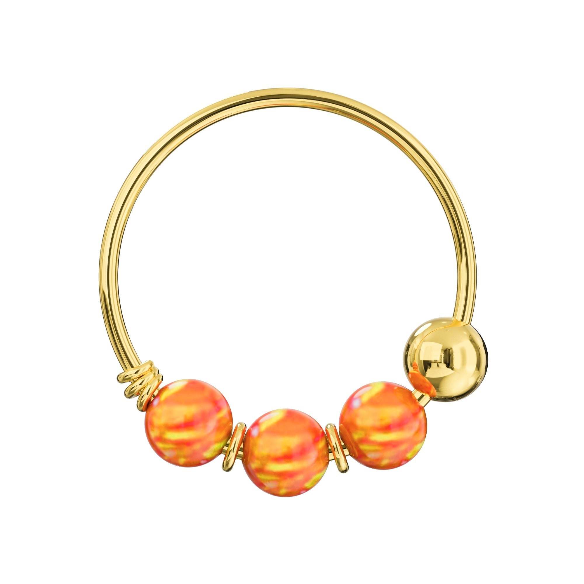 14K Gold Opal Stones Hoop Nose Ring