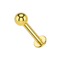 14K Gold Internal Thread with Plain Bead Ball Top