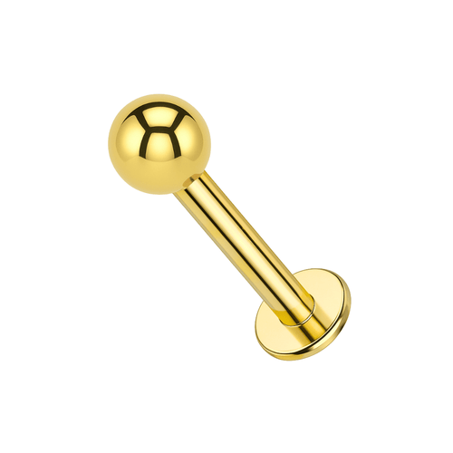 14K Gold Internal Thread with Plain Bead Ball Top