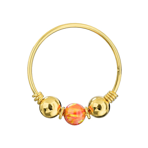 14K Gold Opal Stone Hoop Nose Ring