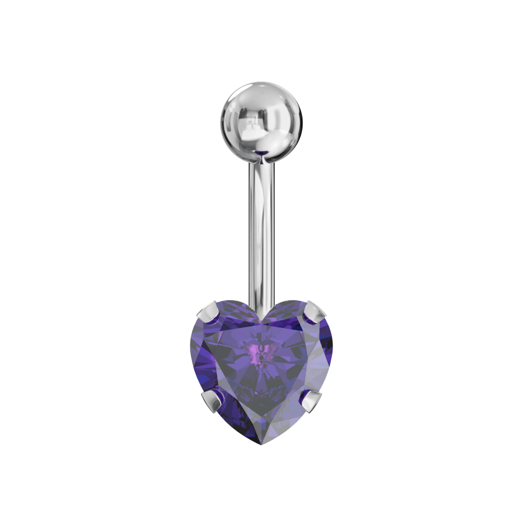 316L Surgical Steel Studded Heart Belly Ring