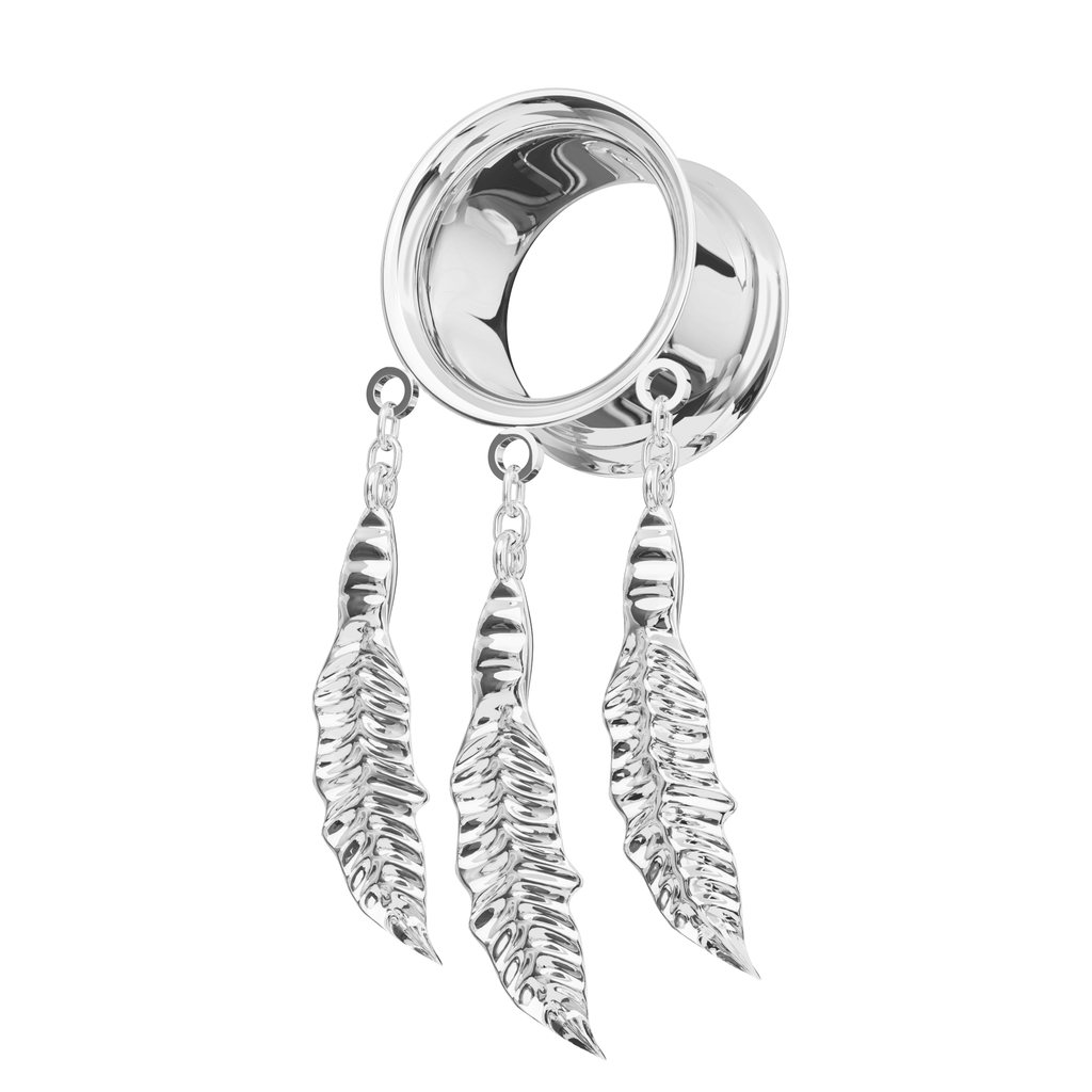 316L Surgical Steel Dangling Leaves Double Flare Tunnel
