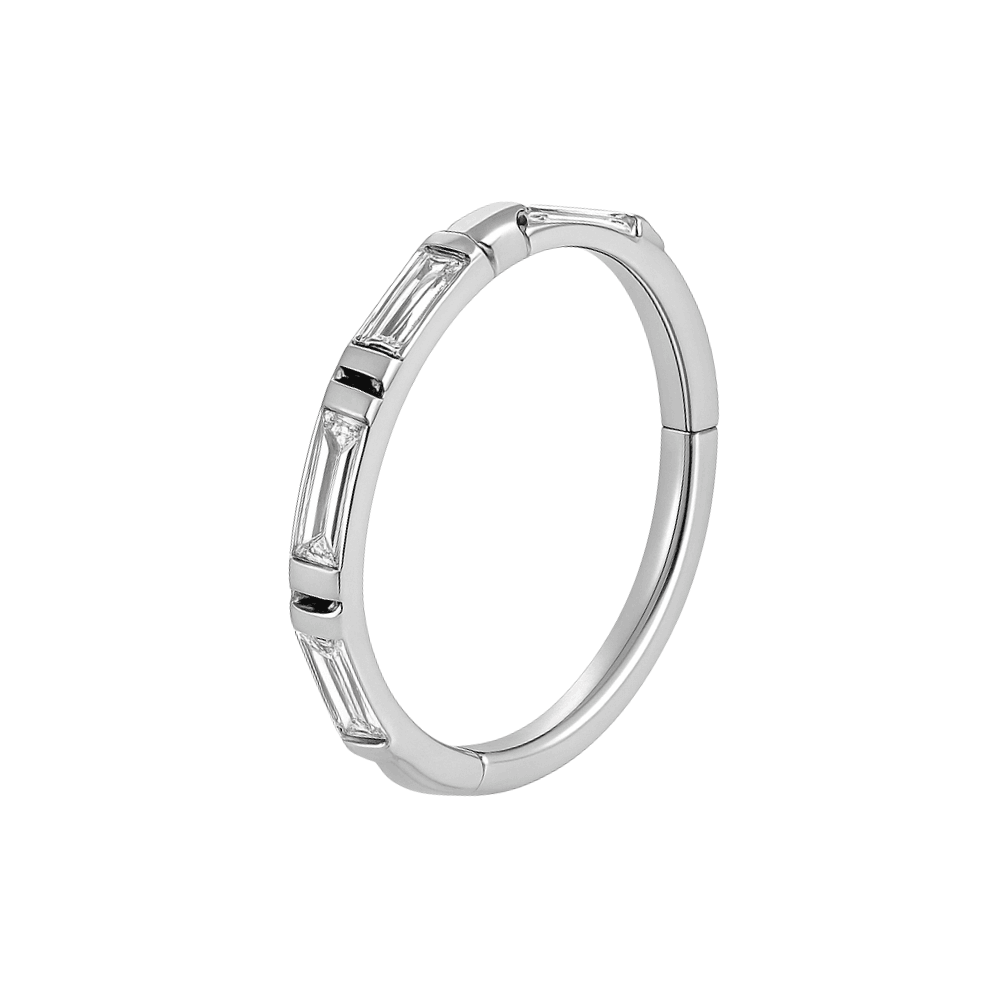316L Surgical Steel Inlay Crystal Hinged Clicker Segment Ring