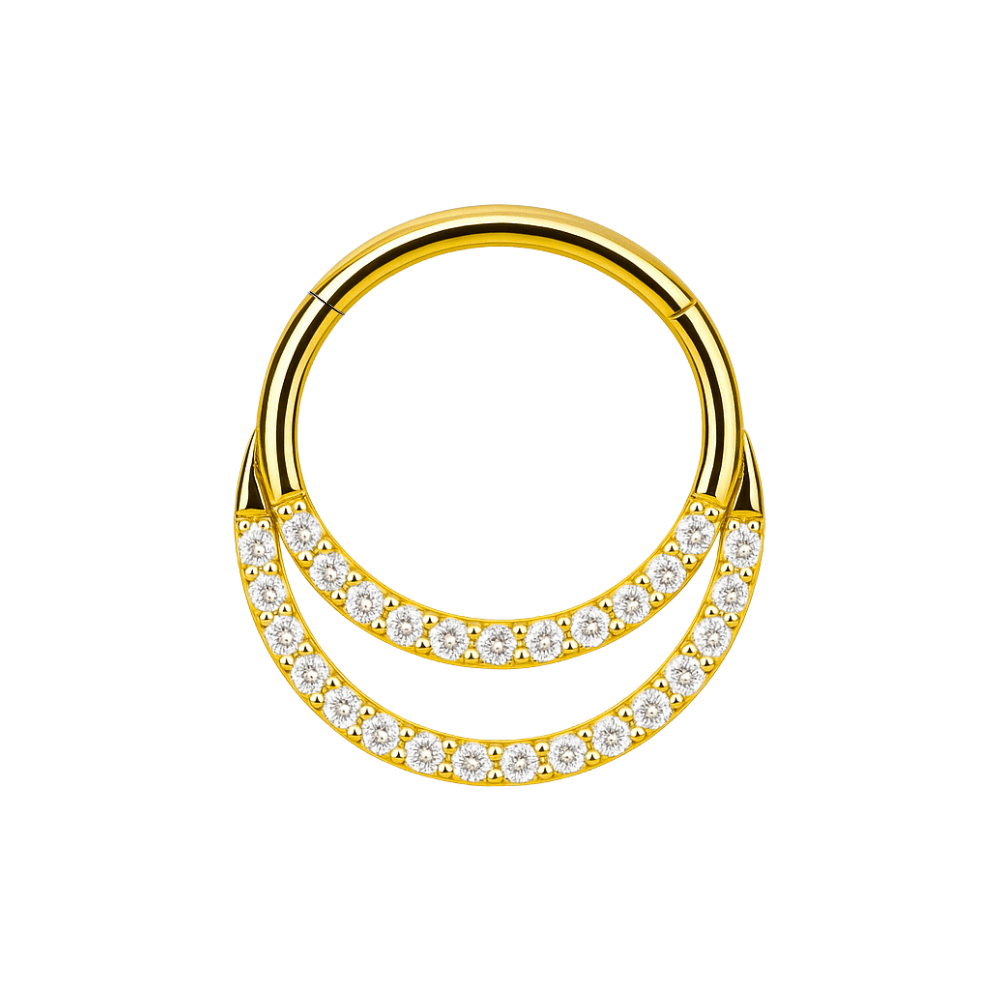 316L Surgical Steel Crescent Moon Crystal Hinged Segment Clicker Ring