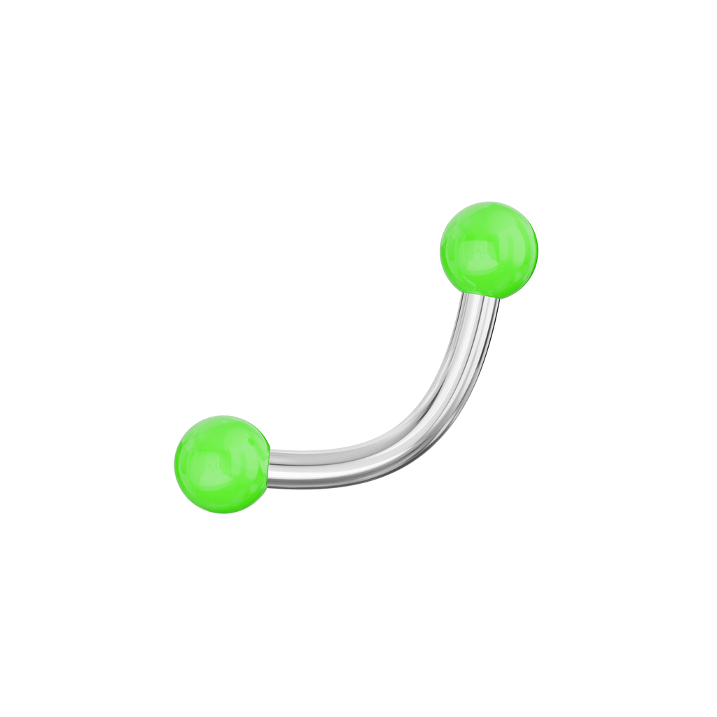 316L Surgical Steel Curved Bar with Basic UV Balls (Pack of 10)