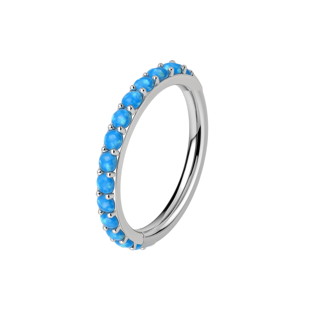 316L Surgical Steel Inlaid Opal Hinged Clicker Segment Ring