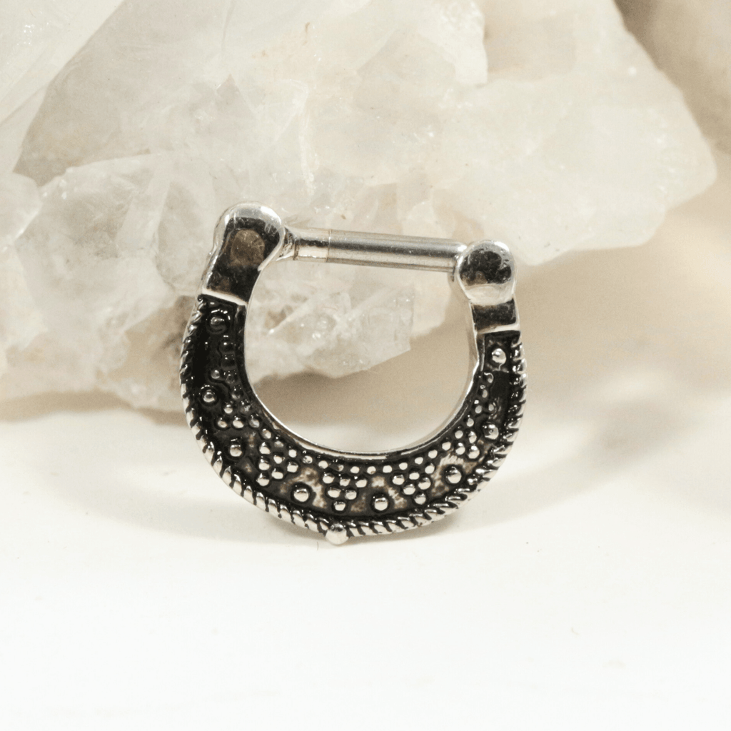 316L Surgical Steel Dotted Pattern Oxidized Septum Clicker Ring