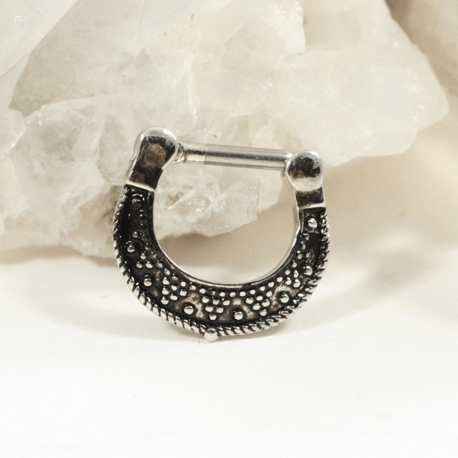 316L Surgical Steel Dotted Pattern Oxidized Septum Clicker Ring