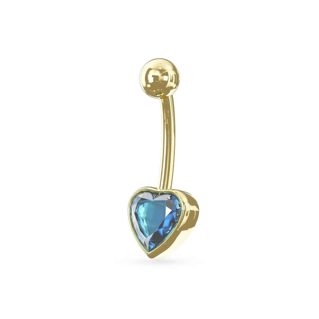 14K Gold Jewelled Heart Belly Ring