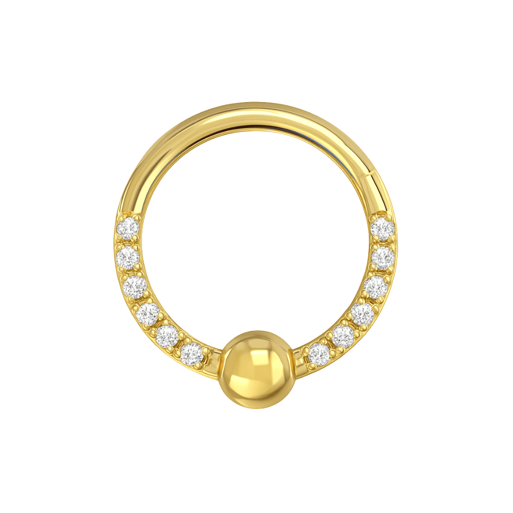 316L Surgical Steel Multi CZ Jewelled BCR Style Segment Clicker Ring
