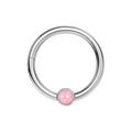 316L Surgical Steel Hinged Segment Ring With Bezel-Set Opal Stone