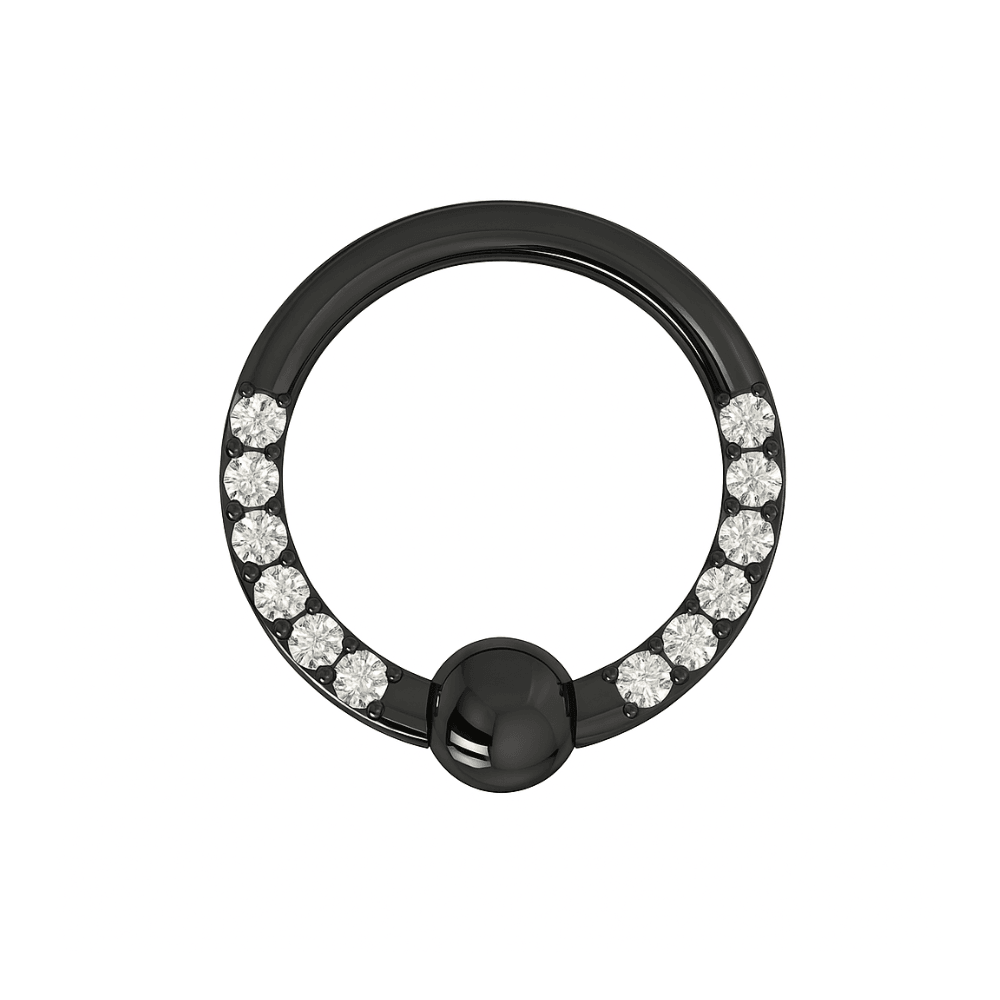 316L Surgical Steel Multi CZ Jewelled BCR Style Segment Clicker Ring