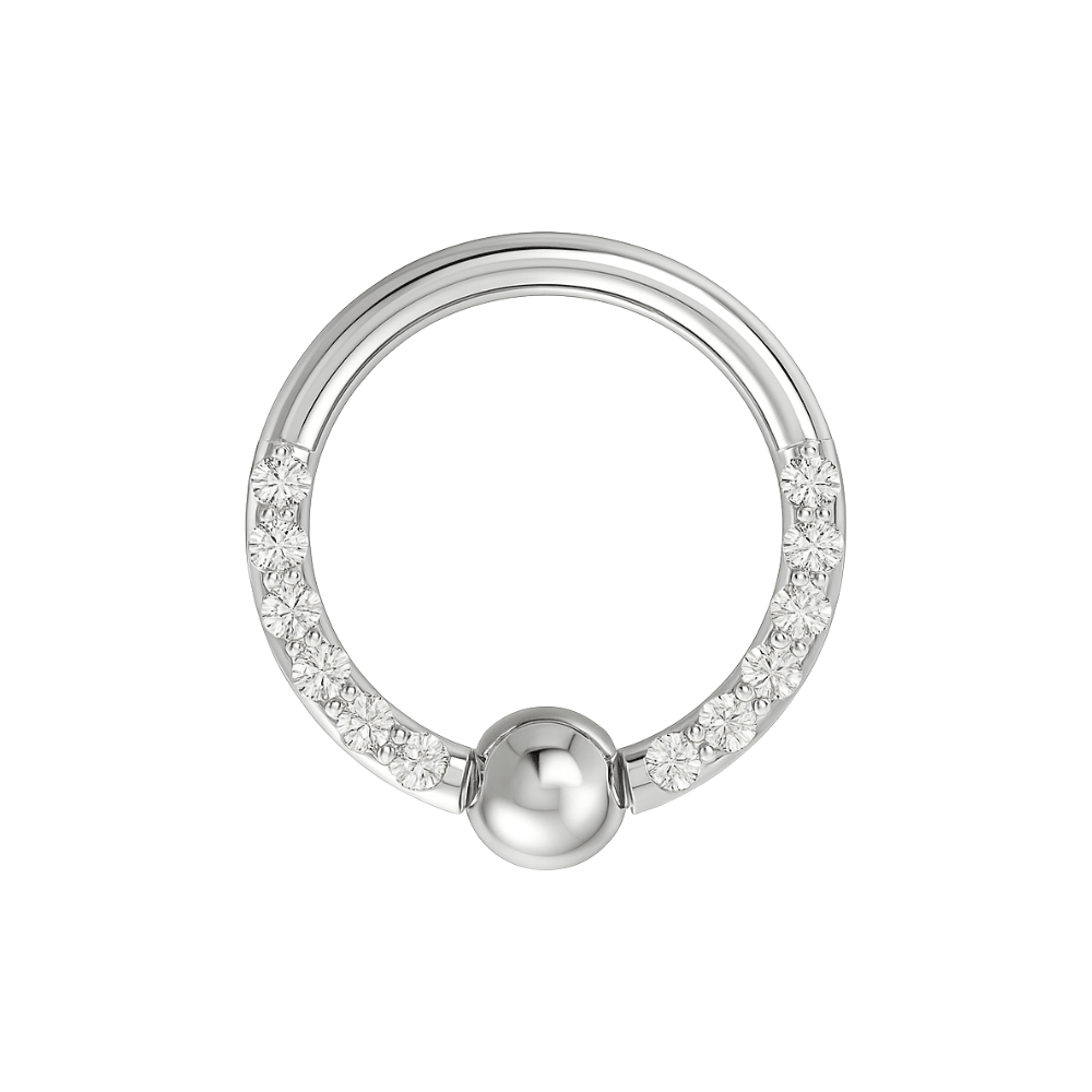 316L Surgical Steel Multi CZ Jewelled BCR Style Segment Clicker Ring