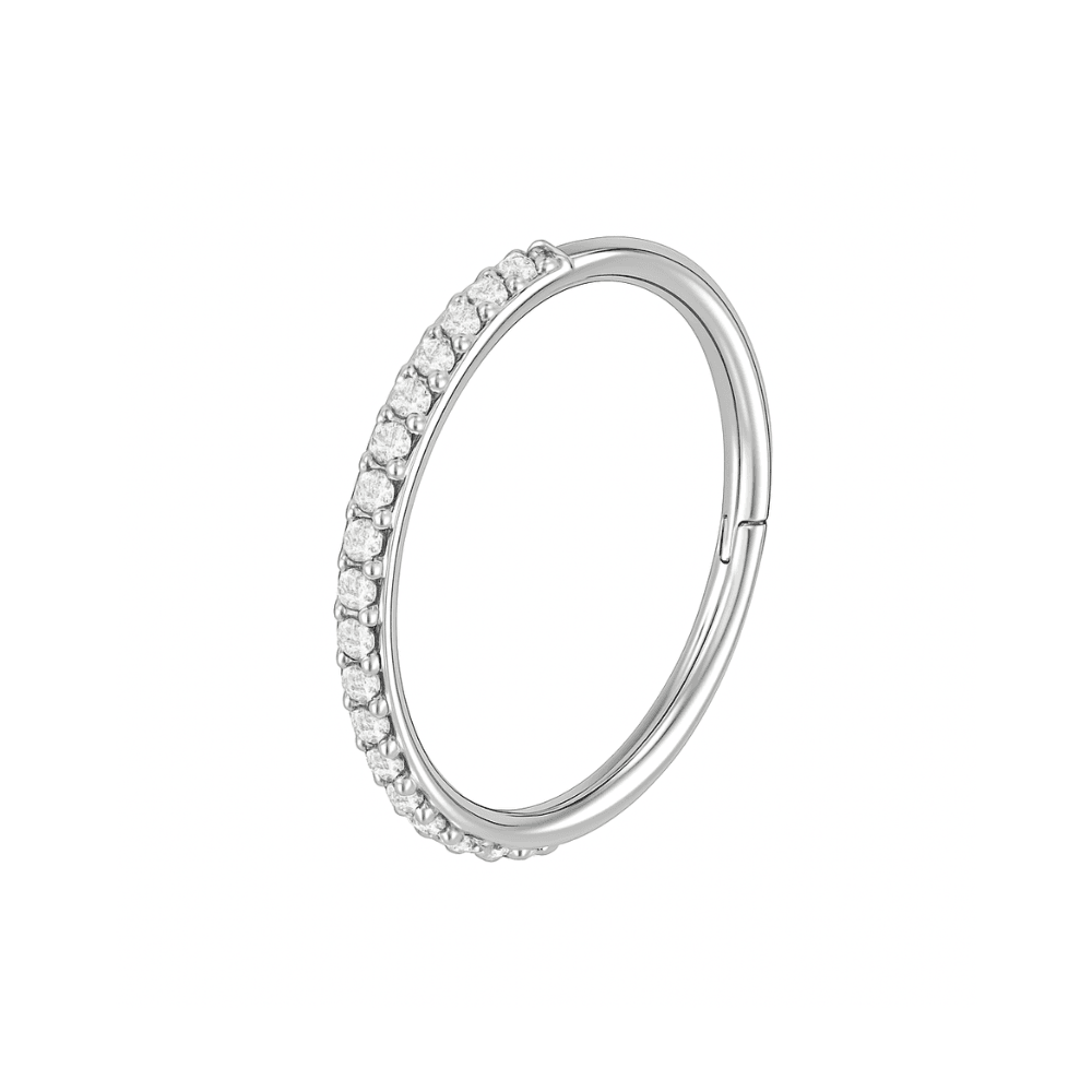 316L Surgical Steel and CZ Studded Hinged Segment Clicker Ring