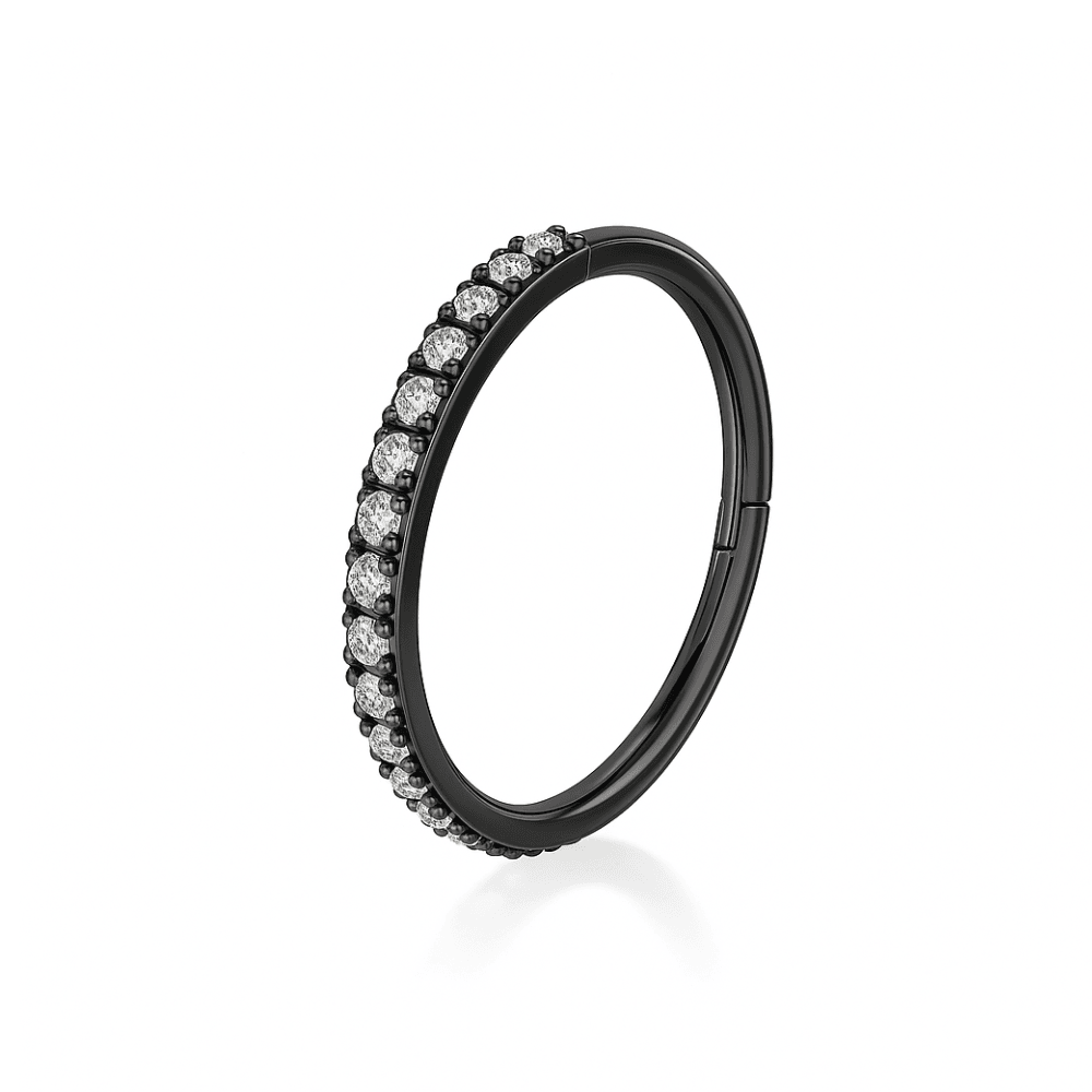 316L Surgical Steel and CZ Studded Hinged Segment Clicker Ring
