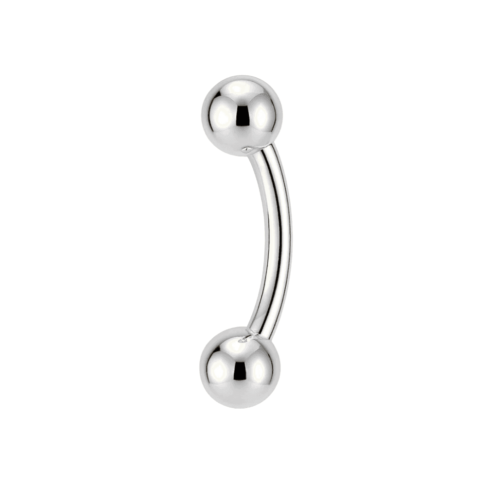 925 Sterling Silver Internally Threaded Ball End Curved Bar