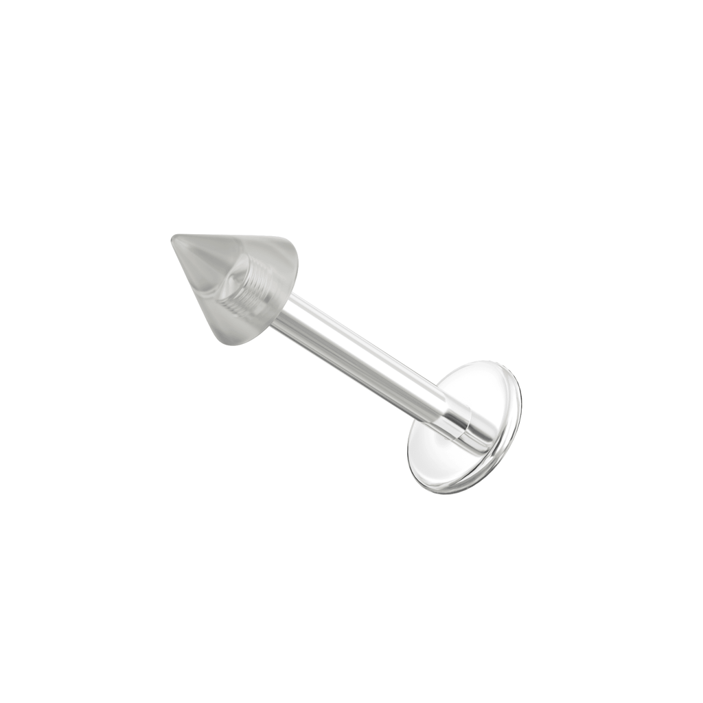 316L Surgical Steel Labret with Transparent Neon UV Cone (Pack of 10)
