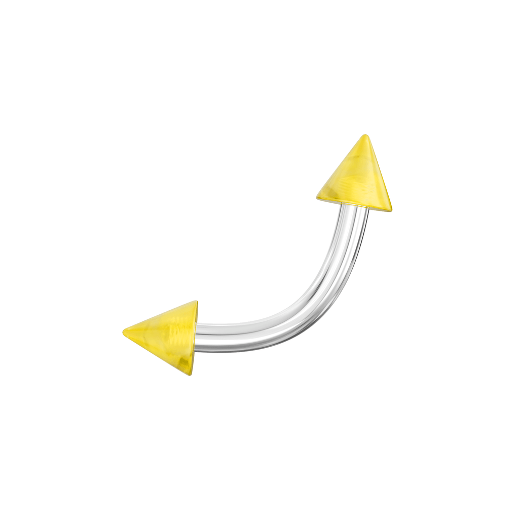 316L Surgical Steel Curved Bar with Coloured Glitter UV Cone (Pack of 10)
