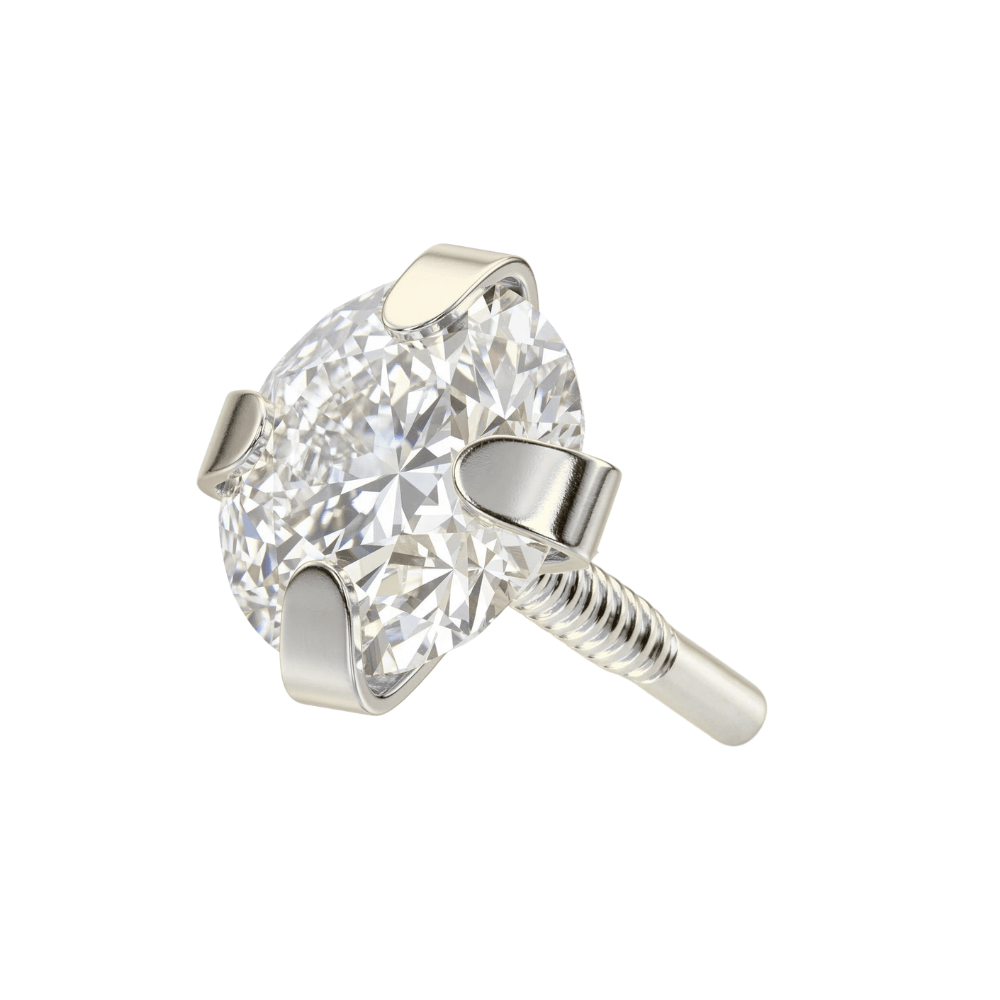 925 Sterling Silver Round CZ Jewelled Internally Threaded Top